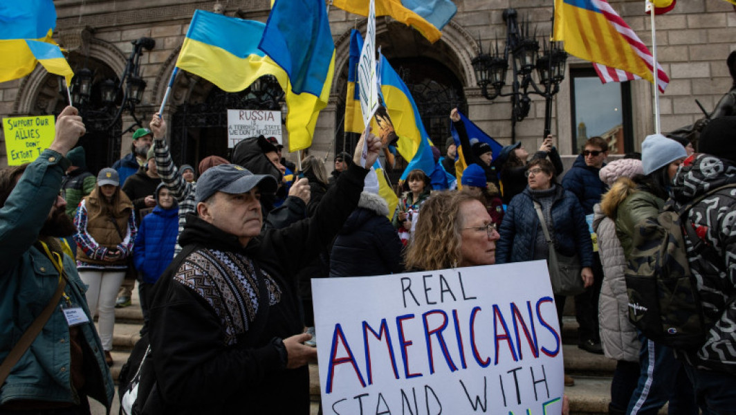 Miting de susținere a Ucrainei la Boston