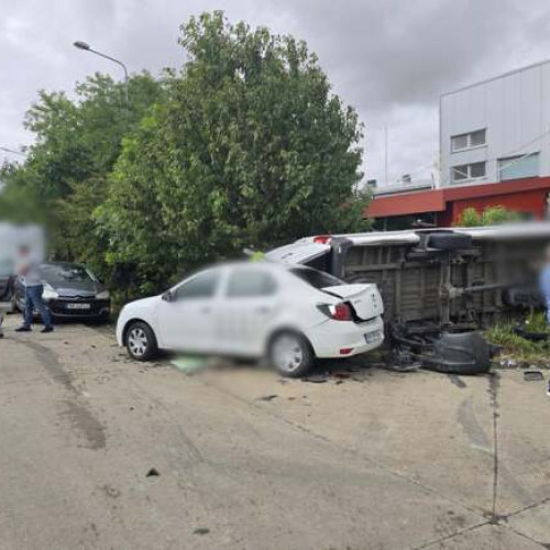 Accident în lanț în Parcul Industrial de pe Calea Torontalului din Timișoara provocat de o tânără șoferiță