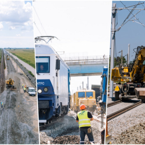 FOTO. Progres de peste 40% la lucrările de pe calea ferată Lugoj – Timișoara. Noi kilometri de linie, deja funcționali