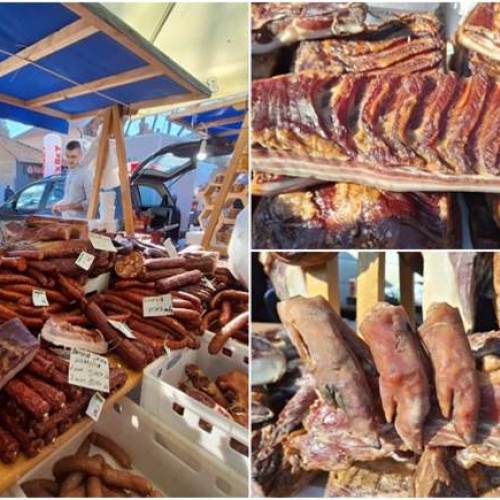 Festivalul Baconului din Serbia atrage timișeni și produce savoare. Locuitorii au venit în masa pentru a procura produse din carne de porc.