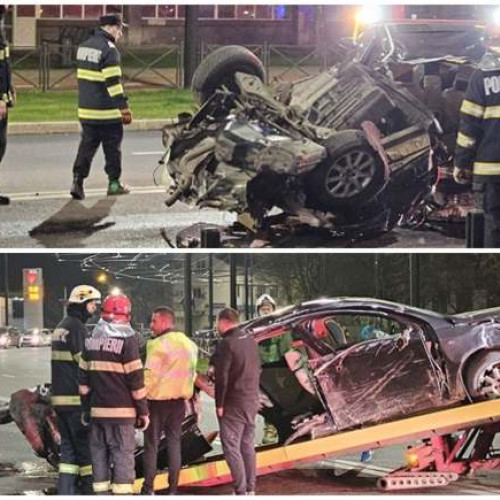 Accident rutier grav în Oradea: Mașină ruptă în două după ce a lovit un stâlp. Șoferul miraculos a supraviețuit. Traficul blocat pentru aproximativ o oră.