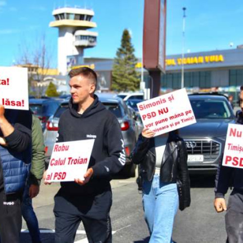 PROTEST în Aeroportul Timișoara împotriva vânzării PSD Timișul de către simpatizanții lui Nica